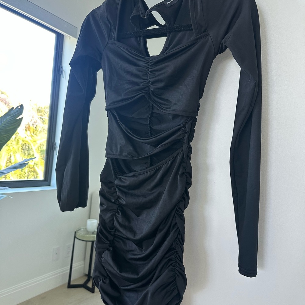 Black runch cutout mini dress| PLT